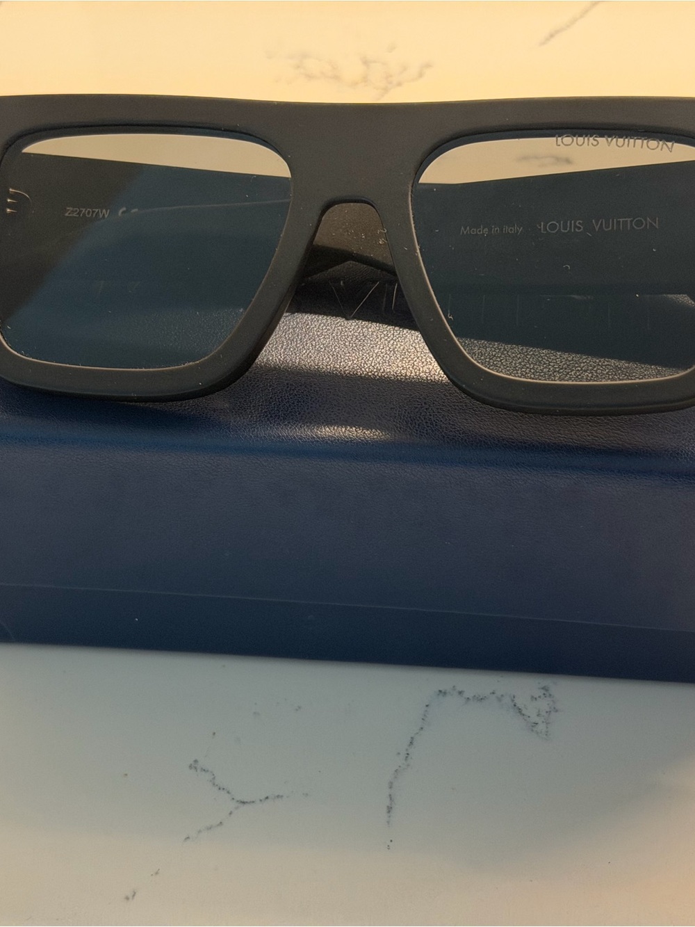 Louis Vuitton Men’s Matte Black Rectangle Sunglasses